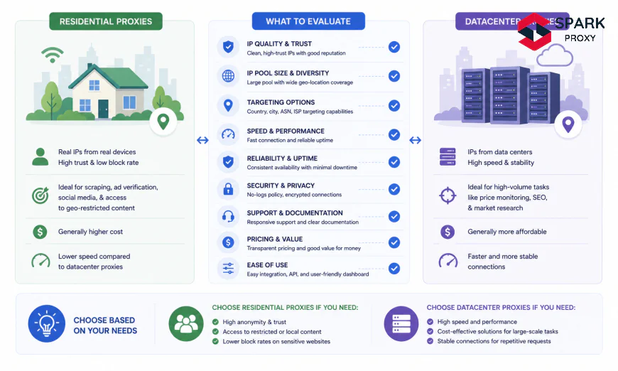 Residential vs. Datacenter Proxy Service: What to Evaluate (2026)