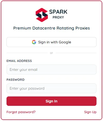 Sign In - SparkProxy Browser Extension